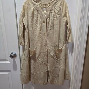 Vintage Shadowline Button Mid-Length Robe with pockets
